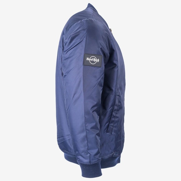 Hard Rock Quilted Bomber Jacket Navy - Size Medium - Picture 3 of 12